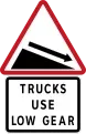 Downhill sign with warning for trucks
