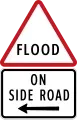 Flood-prone area on left side of road