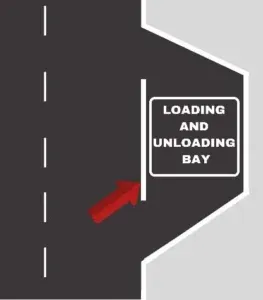 Isang solidong puting linya na ginagamit upang ipahiwatig ang tamang lokasyon ng mga loading at unloading zone na may mga paghihigpit sa paradahan.