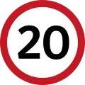 Speed limit - maximum na 20 kph